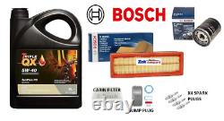 BOSCH SERVICE KIT FOR FIAT 500 1.2i OIL AIR POLLEN FILTERS PLUGS SUMP PLUG & OIL