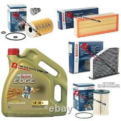 Bosch Service Kit For Vw Passat B6 05-10 4l Castrol & Bosch Filter Kit + Plug