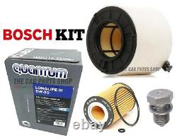 Bosch Service Kit To Fit Audi A4 Mk5 2.0 Tdi (b9) 5l Oil Bosch Air Oil & Plug Oe