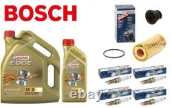 FOR VW GOLF R 2.0 MK7 BOSCH SERVICE KIT 6L CASTROL + Bosch OIL FILTER & SPARKS